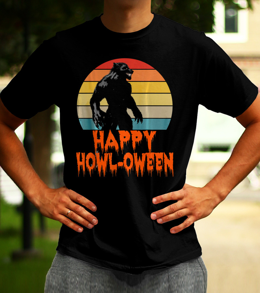 Happy Howl-Oween Werewolf Vintage Werewolves Halloween Co T-Shirt