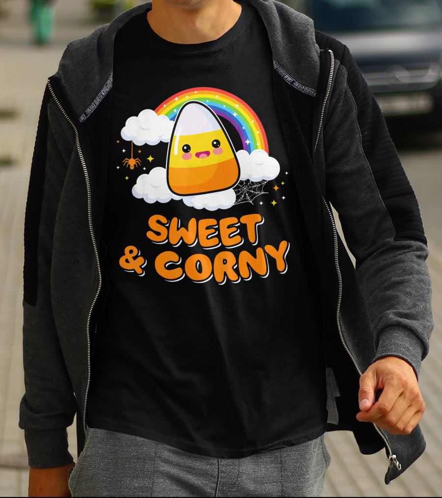 Sweet And Corny Cute Candy Corn Kawaii Halloween T-Shirt
