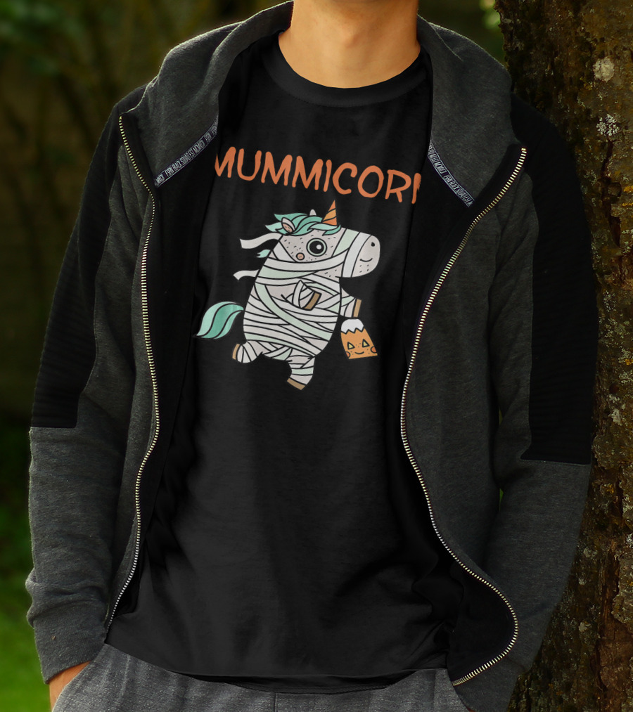 Mummicorn Funny Unicorn Mummy Halloween Candy Bag T-Shirt