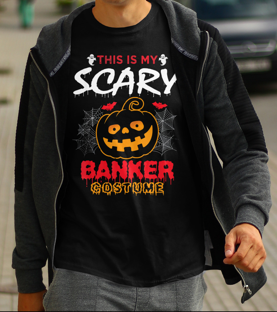 This Is My Scary Banker Costume Pumpkin Spider Web Ghosts T-Shirt