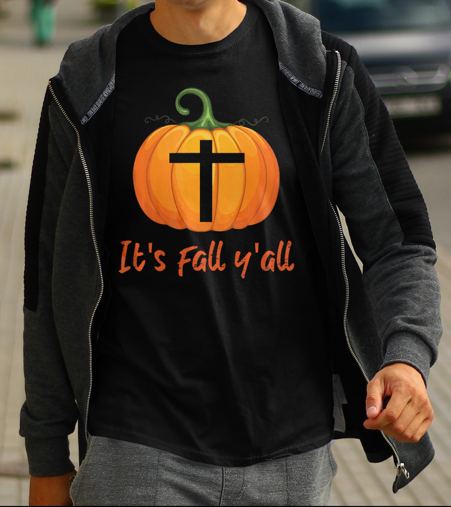 Christian Cross Pumpkin It's Fall Y'all T-Shirt