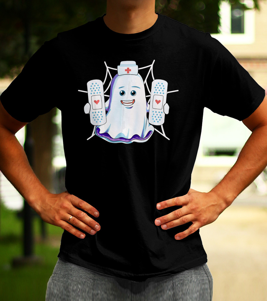 Ghost Nurse Holding Bandages With Hearts T-Shirt