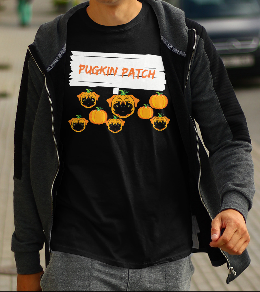 Pugkin Patch Halloween Pumpkin Pug Dog Lovers T-Shirt