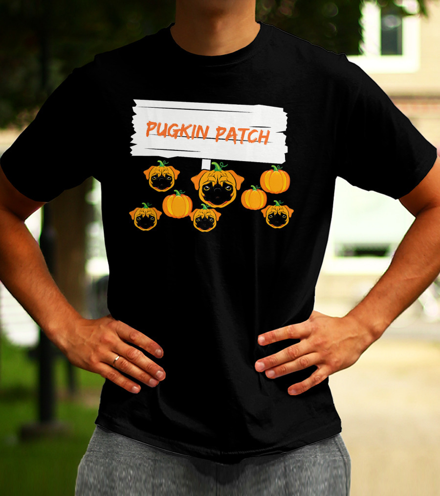Pugkin Patch Halloween Pumpkin Pug Dog Lovers T-Shirt