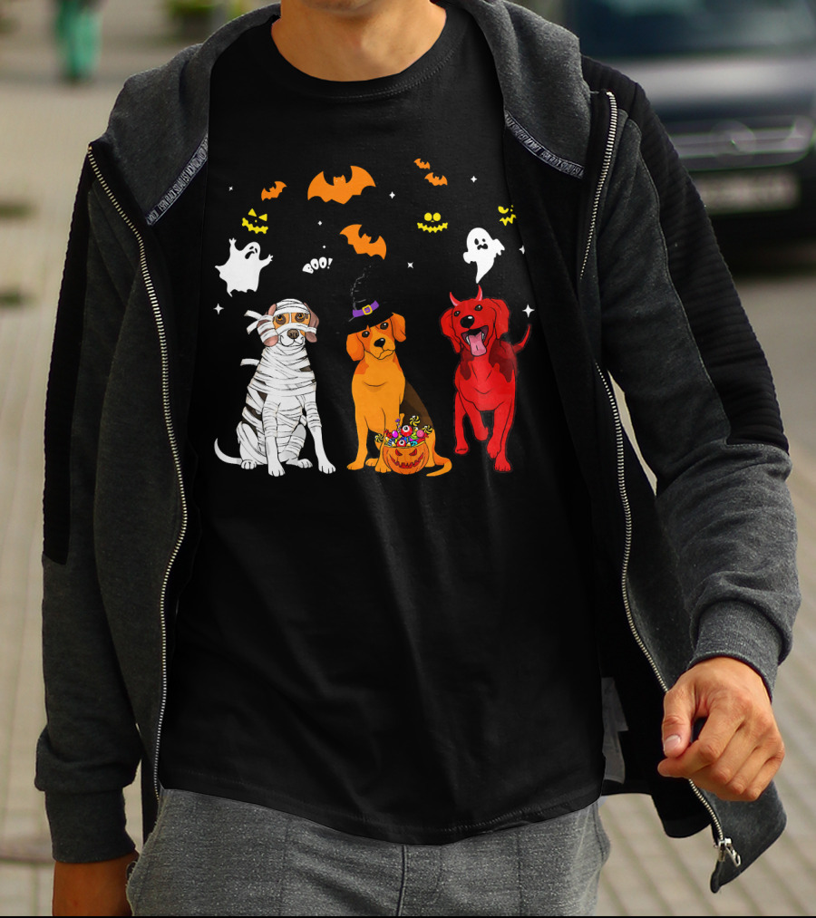 Halloween Beagle Dogs Mummy Witch Ghosts Bats T-Shirt