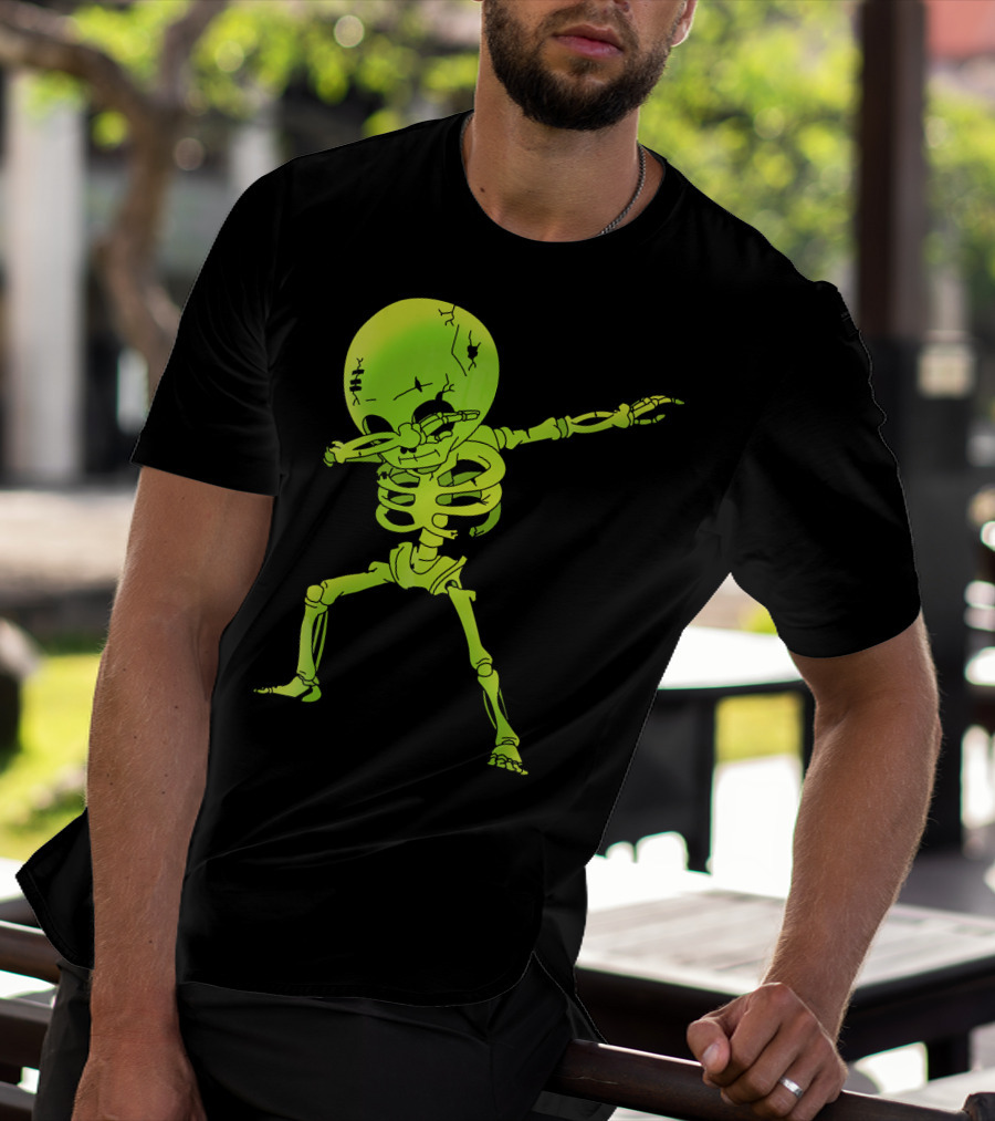 Skeleton Dabbing Zombie Halloween Moon T-Shirt