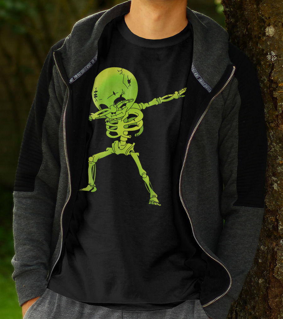 Skeleton Dabbing Zombie Halloween Moon T-Shirt