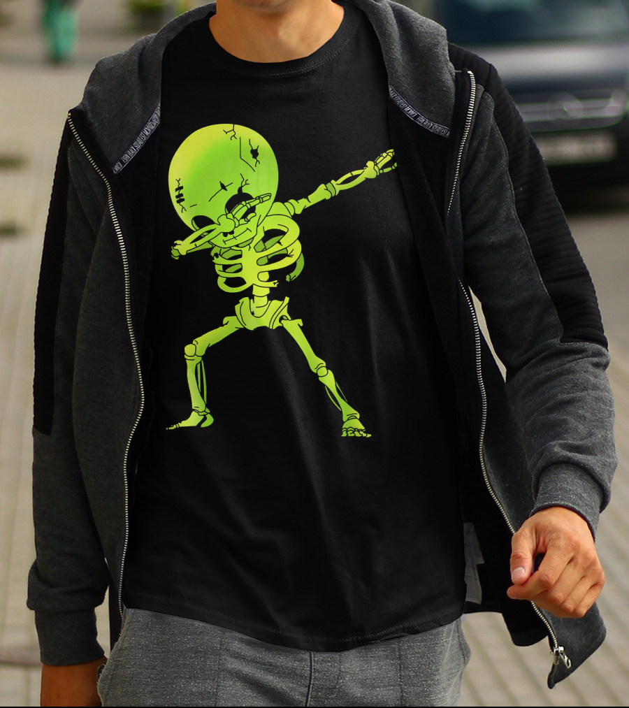 Skeleton Dabbing Zombie Halloween Moon T-Shirt