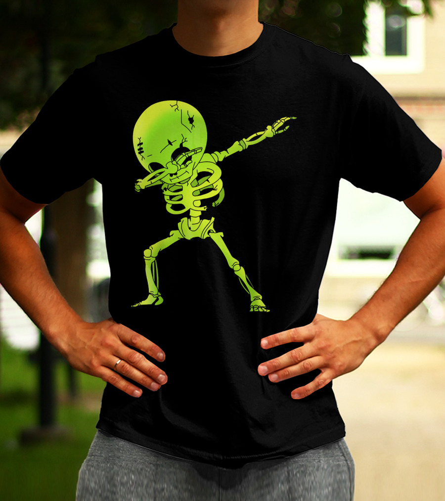 Skeleton Dabbing Zombie Halloween Moon T-Shirt