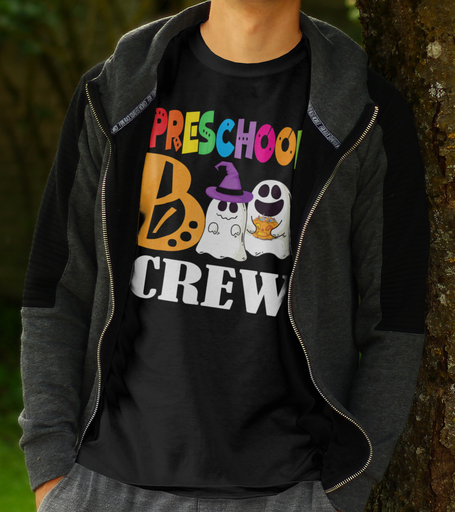 Preschool Boo Crew Smile Ghost Witch Pumpkin T-Shirt