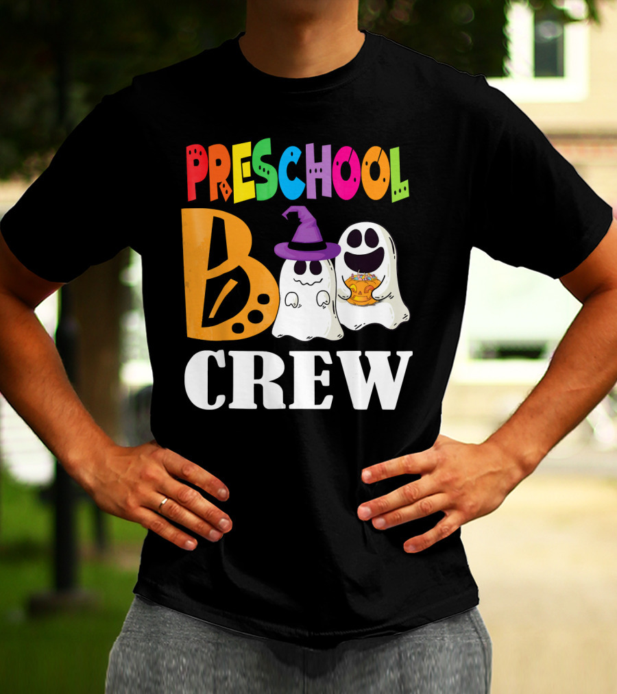 Preschool Boo Crew Smile Ghost Witch Pumpkin T-Shirt