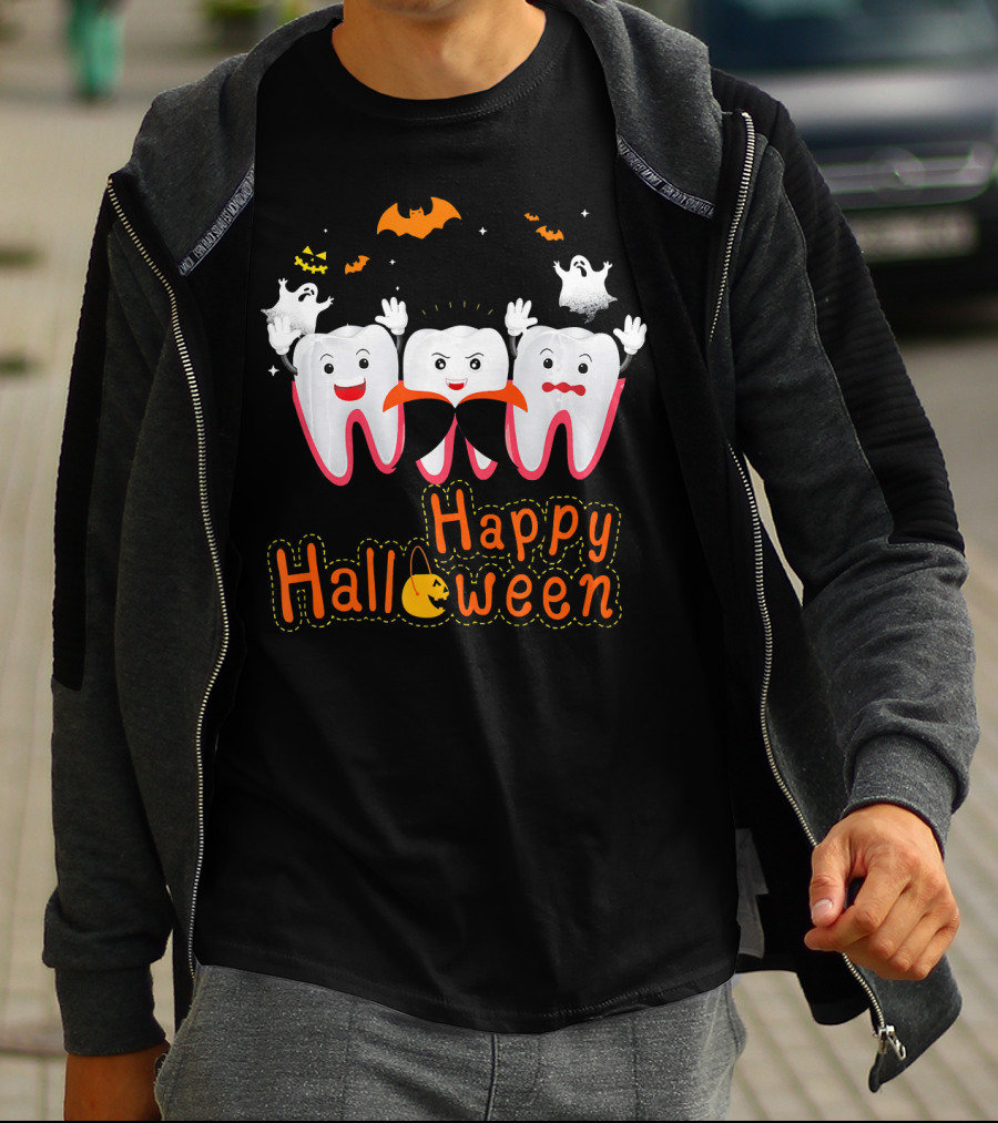 Happy Halloween Funny Ghosts And Teeth T-Shirt