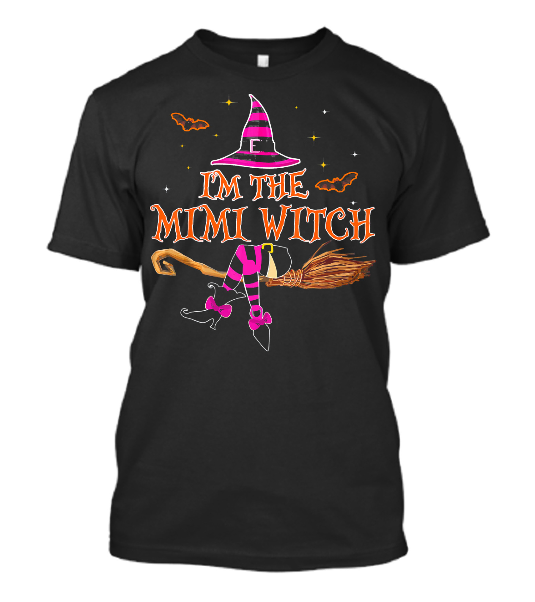 I'm The Mimi Witch Hat Broomstick Bats Halloween T-Shirt