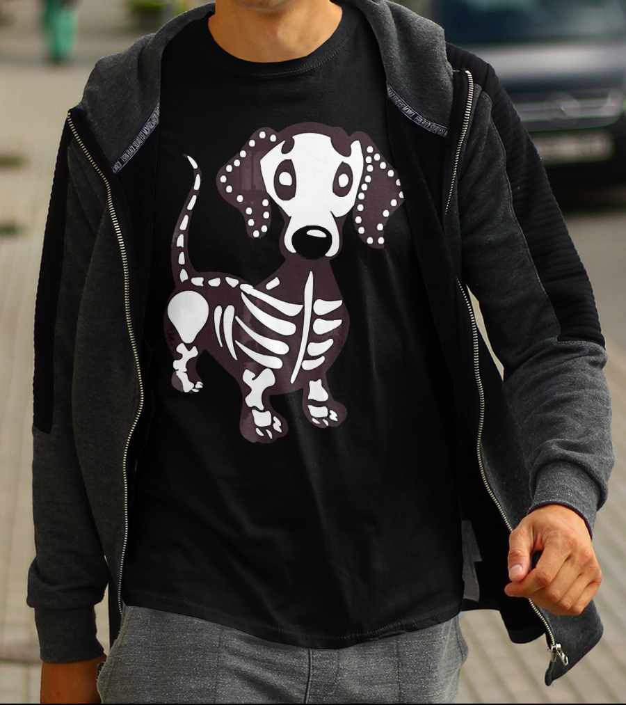 Dachshund Skeleton Skull Creepy Canine Bone T-Shirt