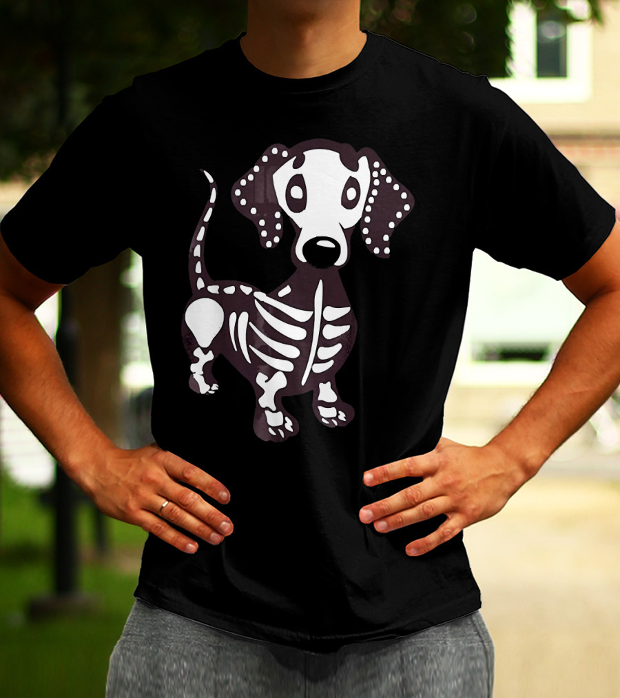 Dachshund Skeleton Skull Creepy Canine Bone T-Shirt