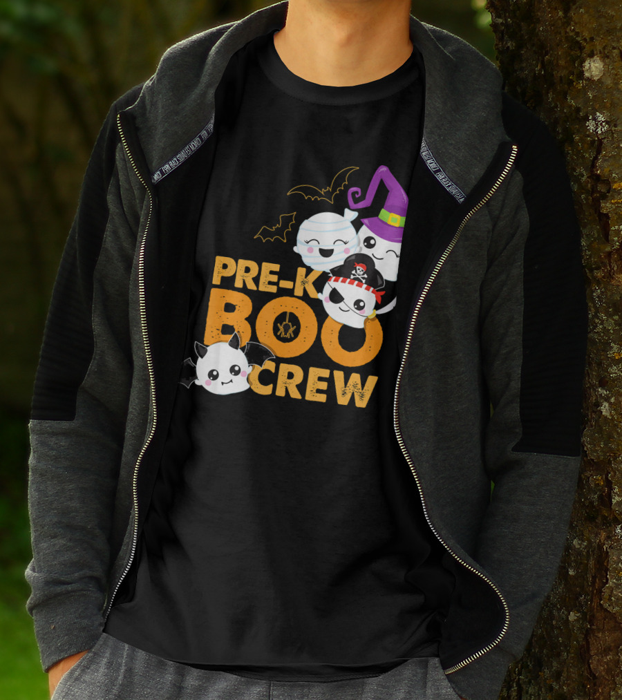 Pre-K Boo Crew Fun Halloween Teach Ghosts And Bats T-Shirt