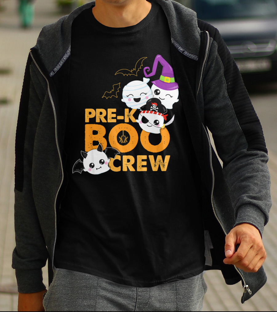 Pre-K Boo Crew Fun Halloween Teach Ghosts And Bats T-Shirt