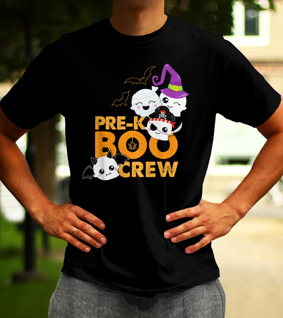 Pre-K Boo Crew Fun Halloween Teach Ghosts And Bats T-Shirt
