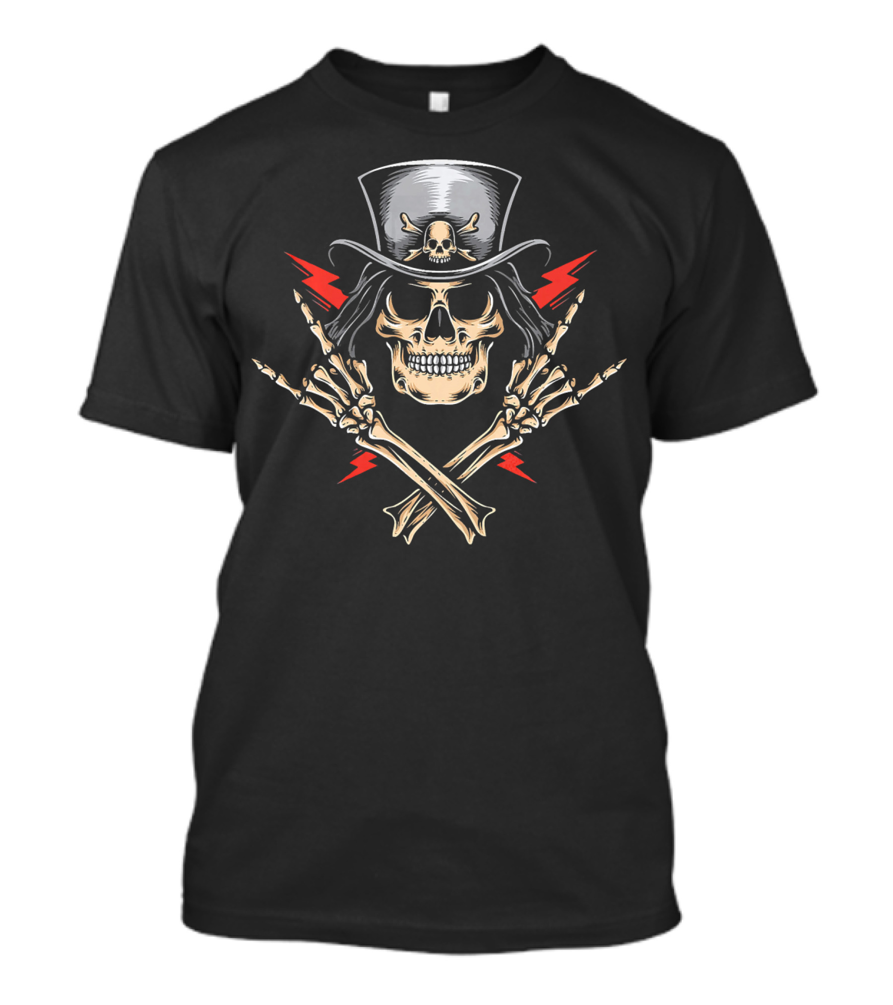 Halloween Skeleton Rocker With Skull Hat And Crossed Bones T-Shirt