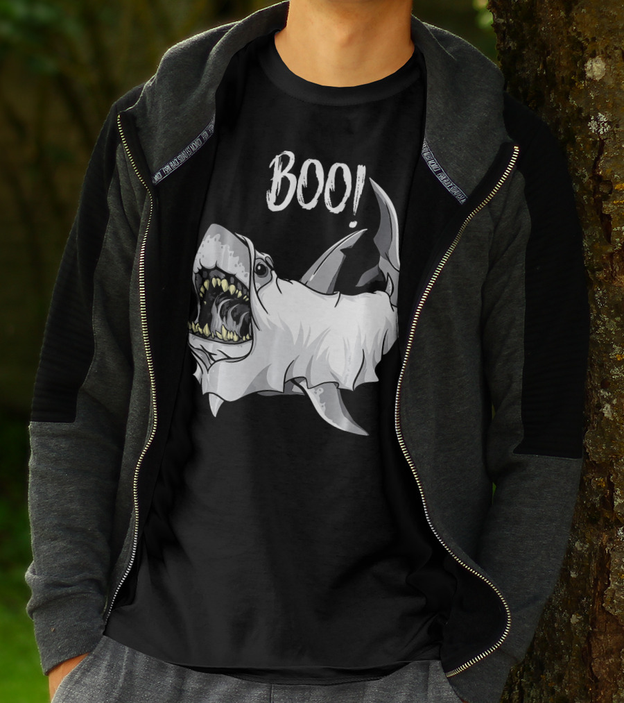BOO Great White Shark Ghost T-Shirt