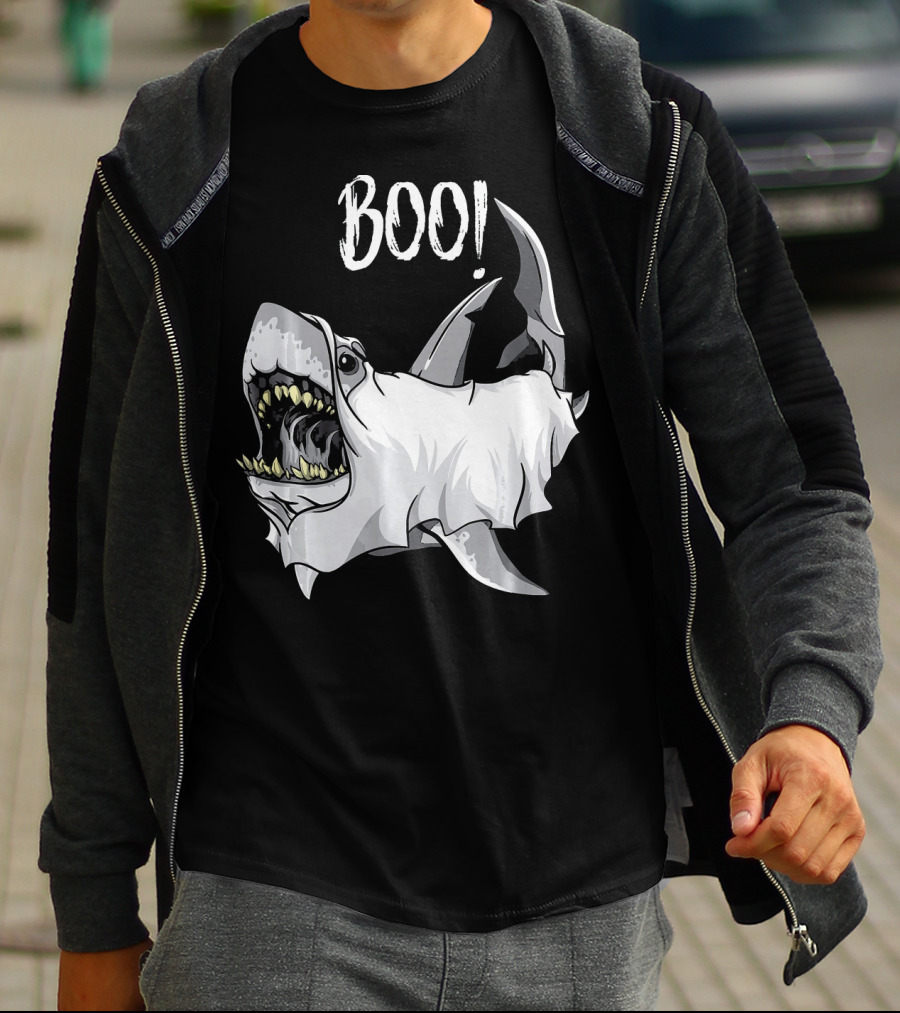 BOO Great White Shark Ghost T-Shirt
