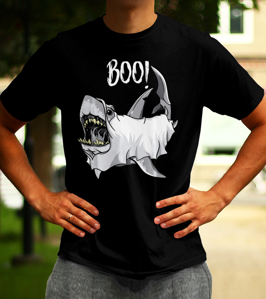 BOO Great White Shark Ghost T-Shirt