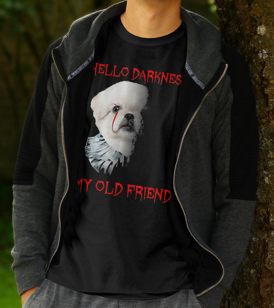 Halloween Hello Darkness My Old Friend Creepy Clown Dog T-Shirt