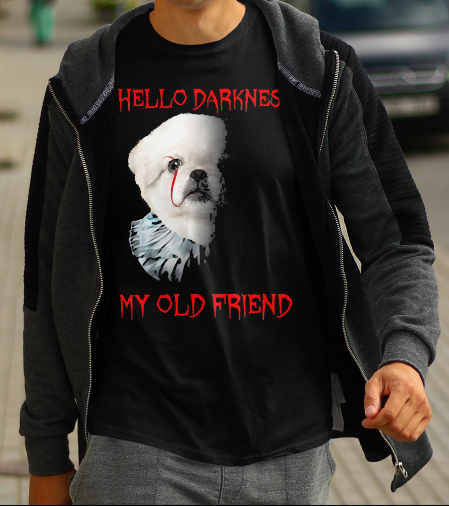 Halloween Hello Darkness My Old Friend Creepy Clown Dog T-Shirt