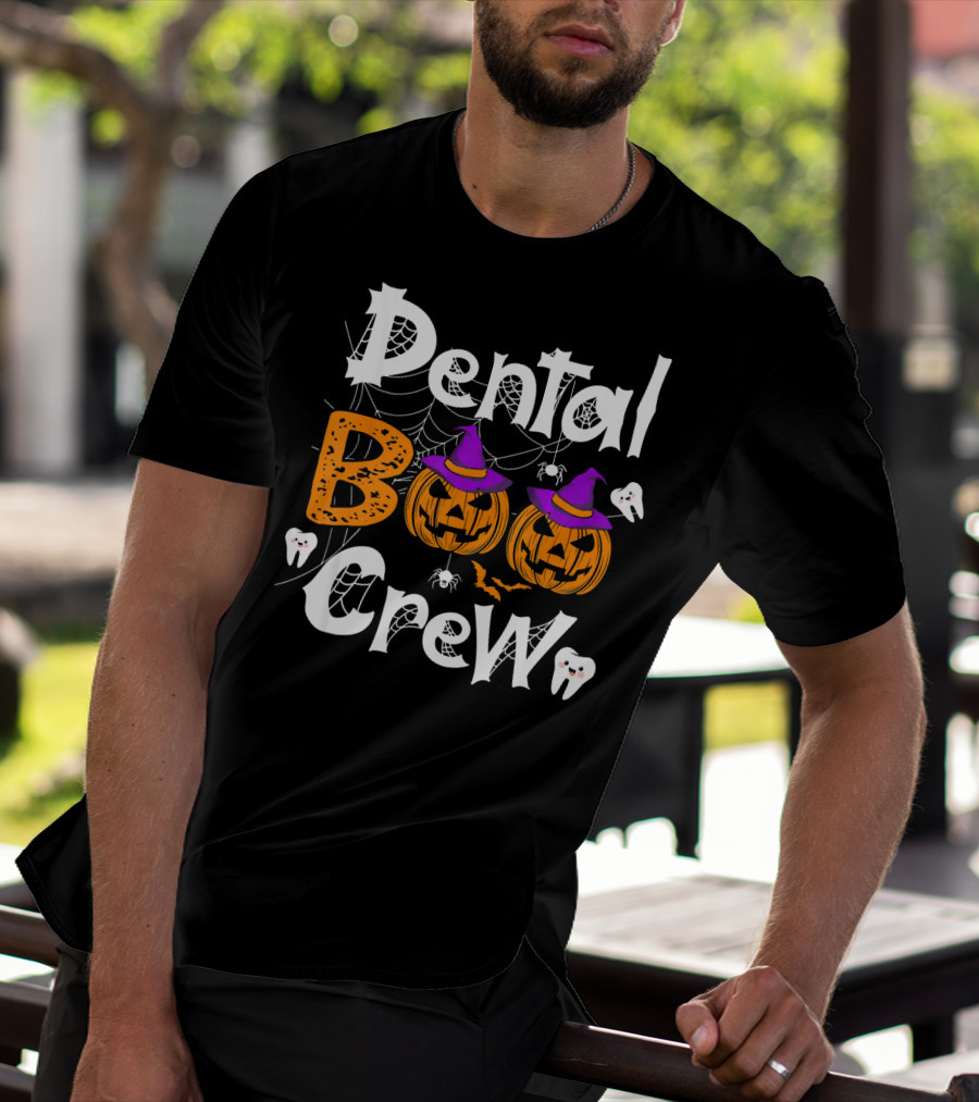 Dental Boo Crew Halloween Dental Humor Pumpkins Teeth Spiders T-Shirt