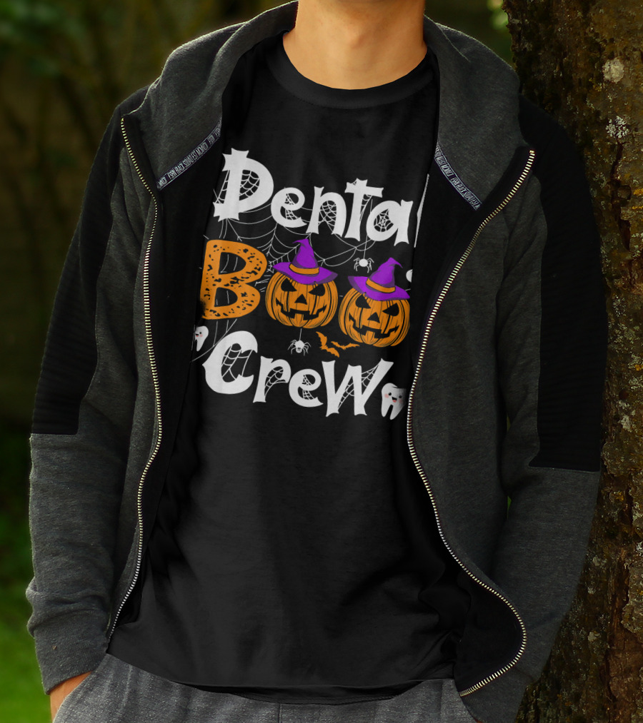 Dental Boo Crew Halloween Dental Humor Pumpkins Teeth Spiders T-Shirt