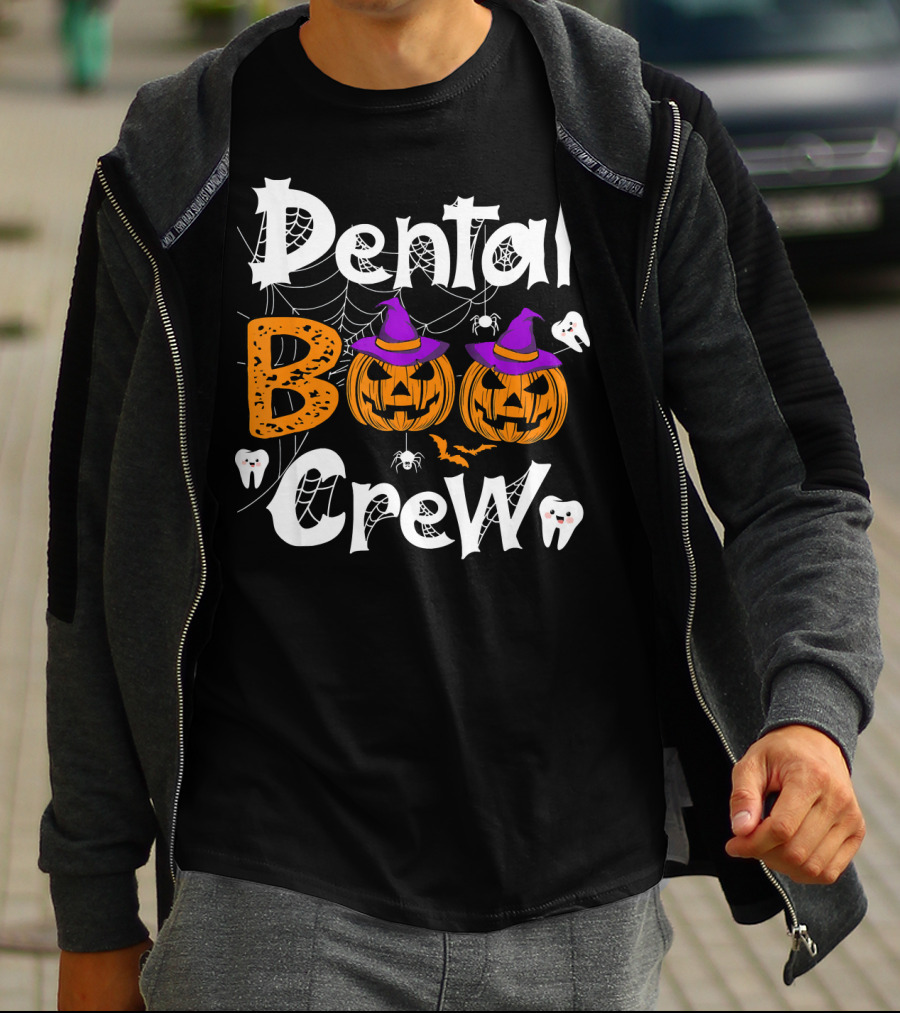 Dental Boo Crew Halloween Dental Humor Pumpkins Teeth Spiders T-Shirt
