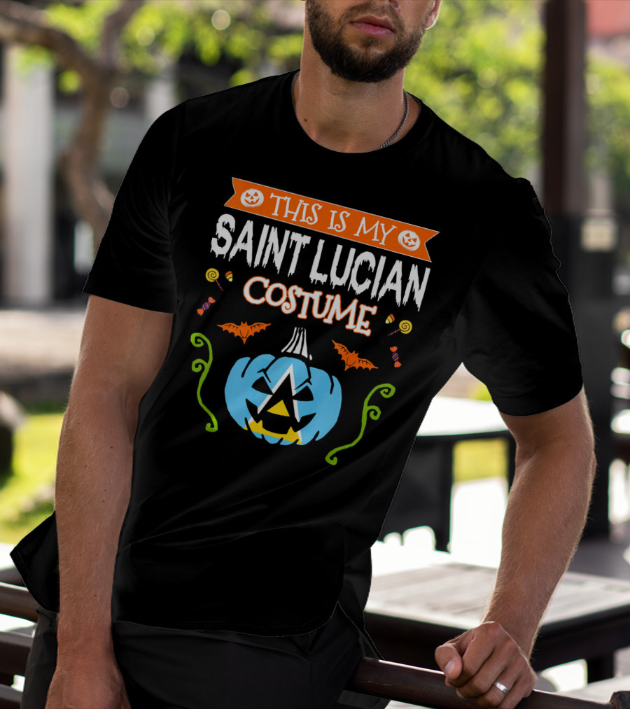 This Is My Saint Lucian Costume Halloween Pumpkin Bat T-Shirt