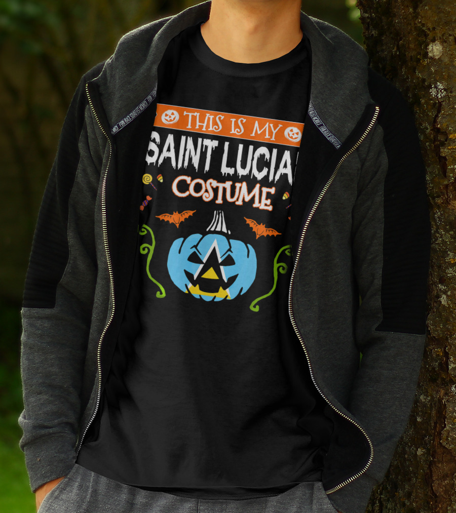 This Is My Saint Lucian Costume Halloween Pumpkin Bat T-Shirt