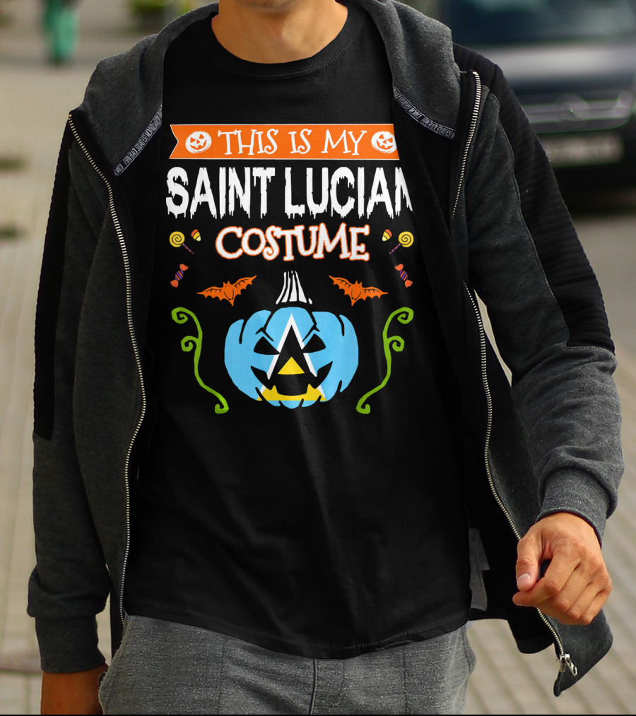 This Is My Saint Lucian Costume Halloween Pumpkin Bat T-Shirt