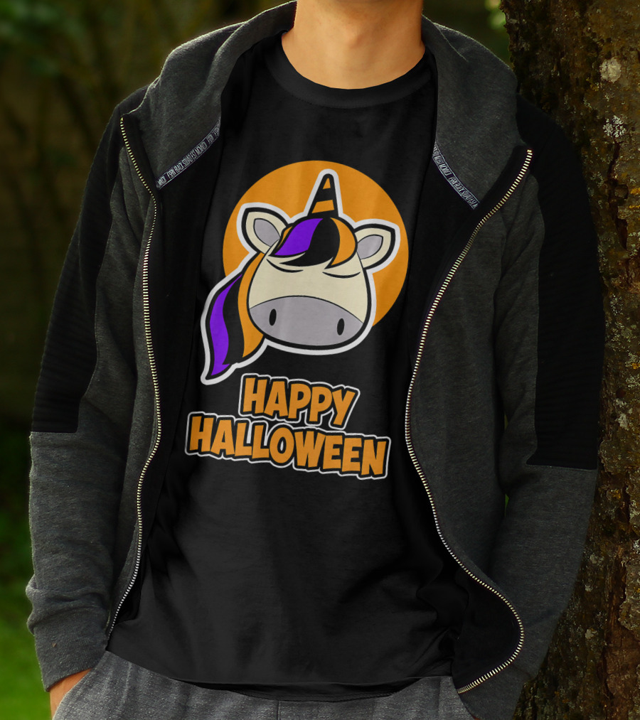 Happy Halloween Colorful Sleeping Unicorn T-Shirt