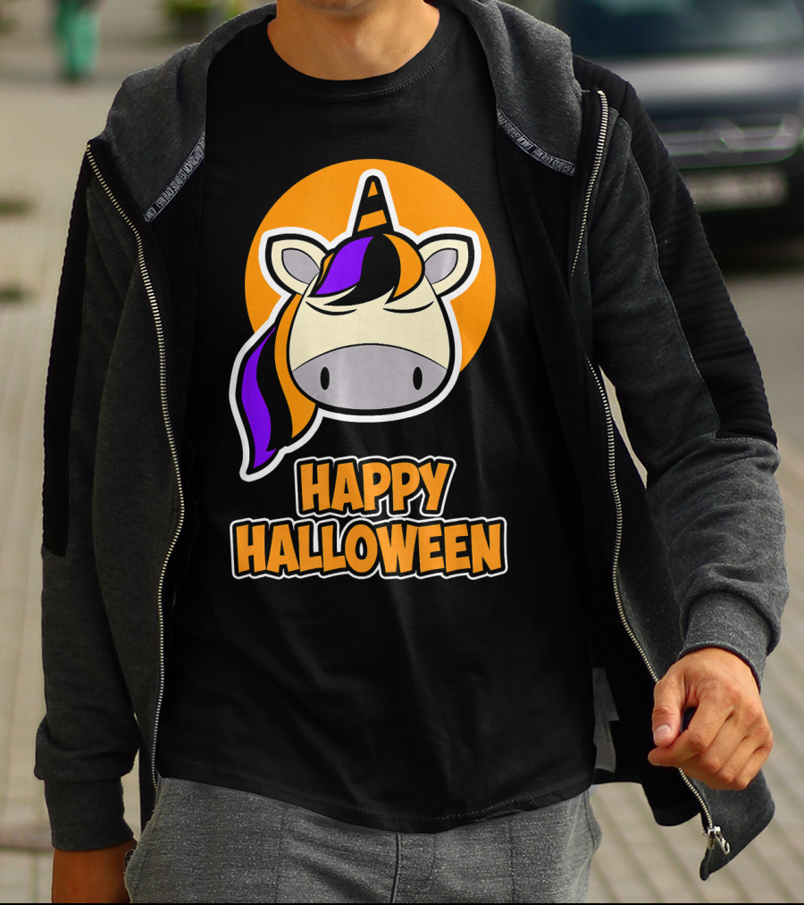 Happy Halloween Colorful Sleeping Unicorn T-Shirt