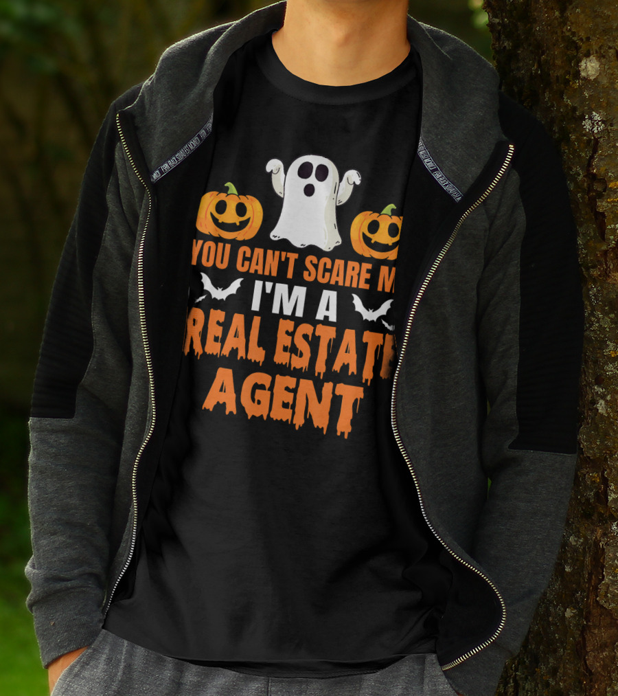 You Can't Scare Me I'm A Real Estate Agent Ghost And Pumpkins T-Shirt