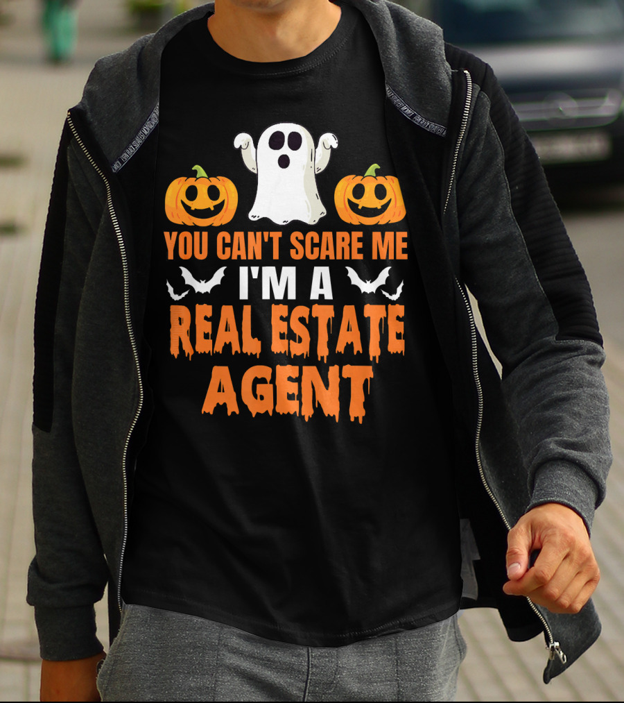 You Can't Scare Me I'm A Real Estate Agent Ghost And Pumpkins T-Shirt