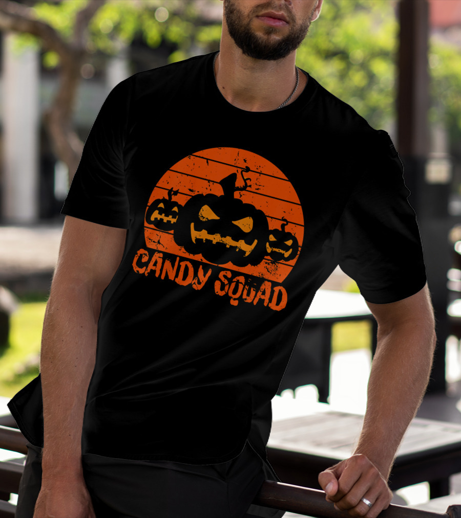 Candy Squad Scary Pumpkin Trick Halloween T-Shirt