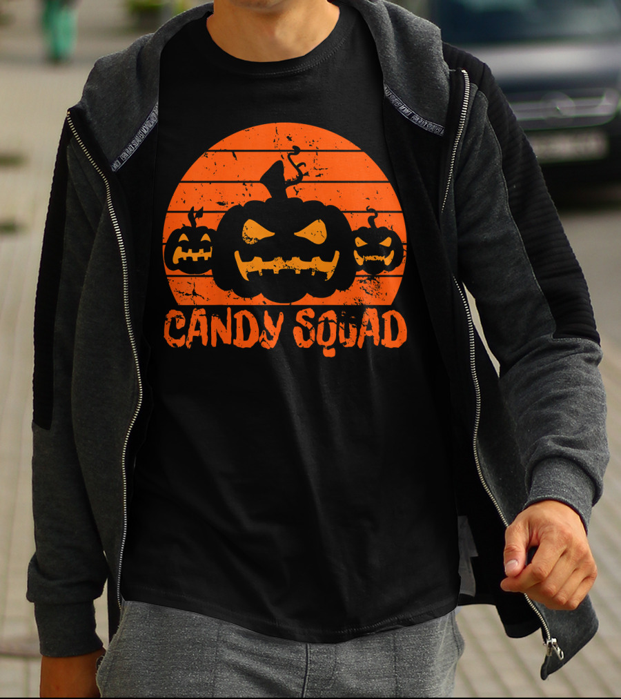 Candy Squad Scary Pumpkin Trick Halloween T-Shirt