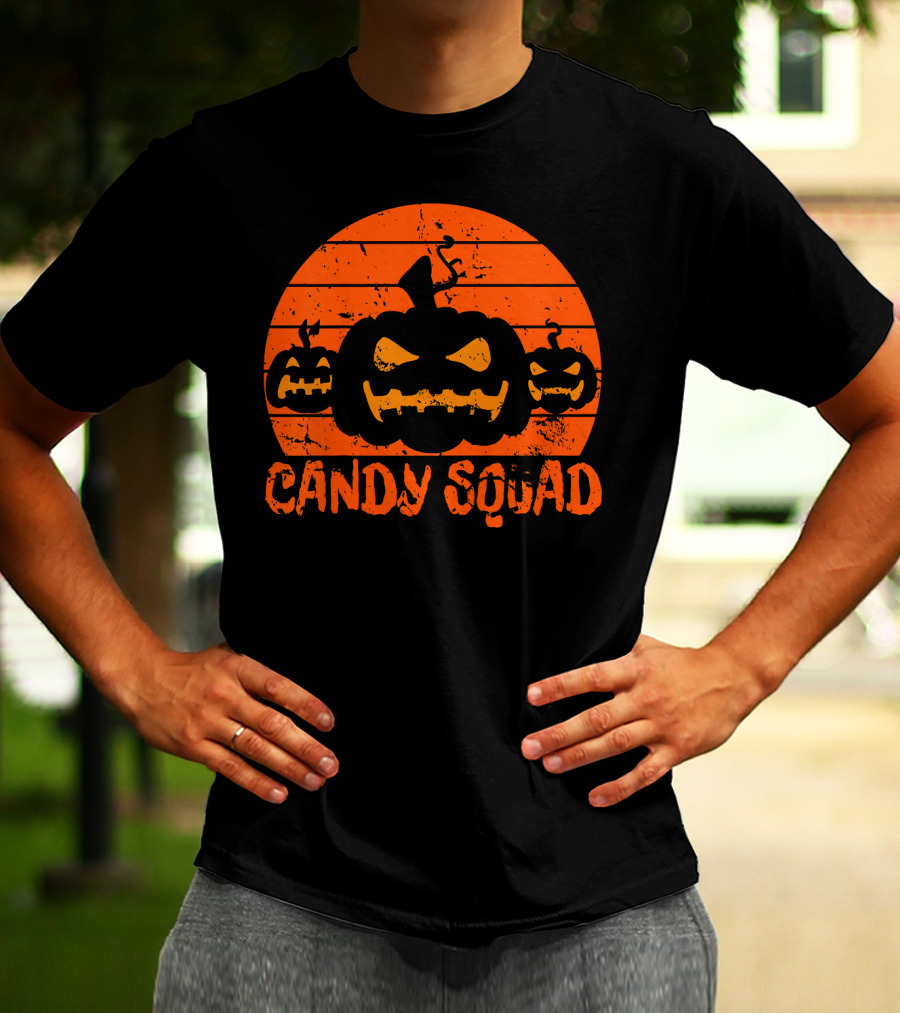 Candy Squad Scary Pumpkin Trick Halloween T-Shirt