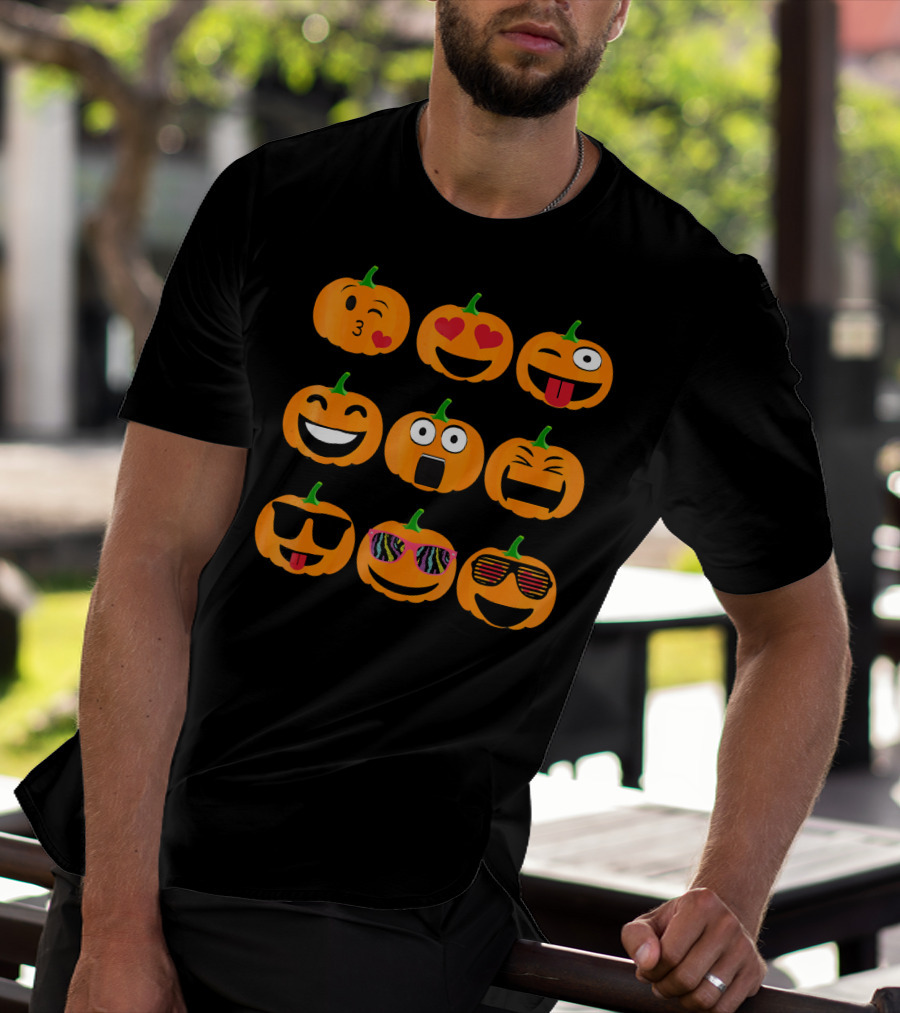 Emoji Pumpkin Jack O Lantern Expressions T-Shirt
