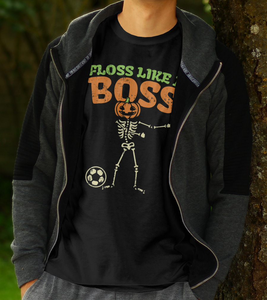 Floss Like A Boss Pumpkin Skeleton Soccer T-Shirt