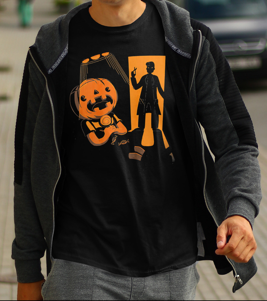 Dentist Halloween Horror Pumpkin Patient Dental Hygienist Shadow T-Shirt