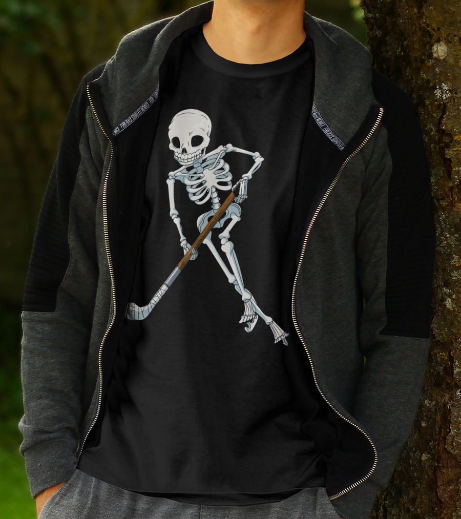 Skeleton Hockey Player Iconic Skating Pose T-Shirt