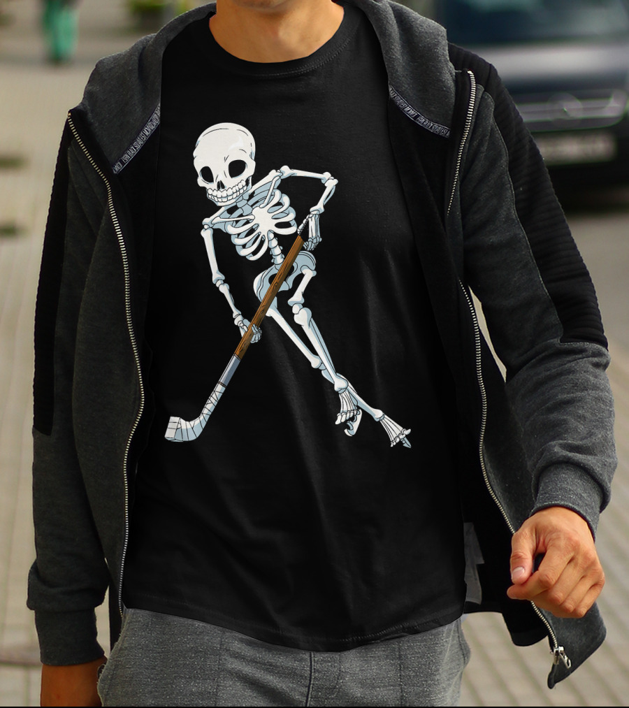 Skeleton Hockey Player Iconic Skating Pose T-Shirt