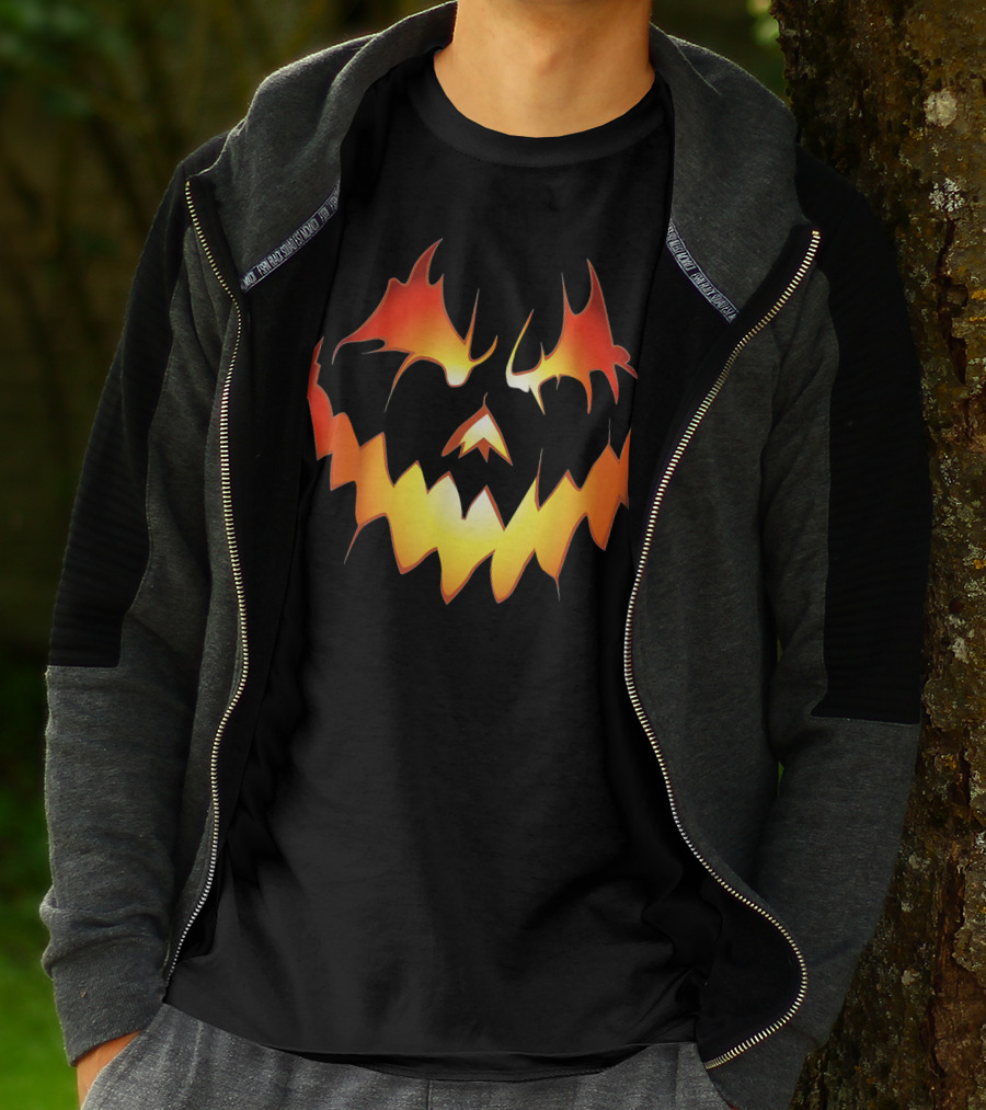 Halloween With Scary Jack O Lanter Fiery Face T-Shirt