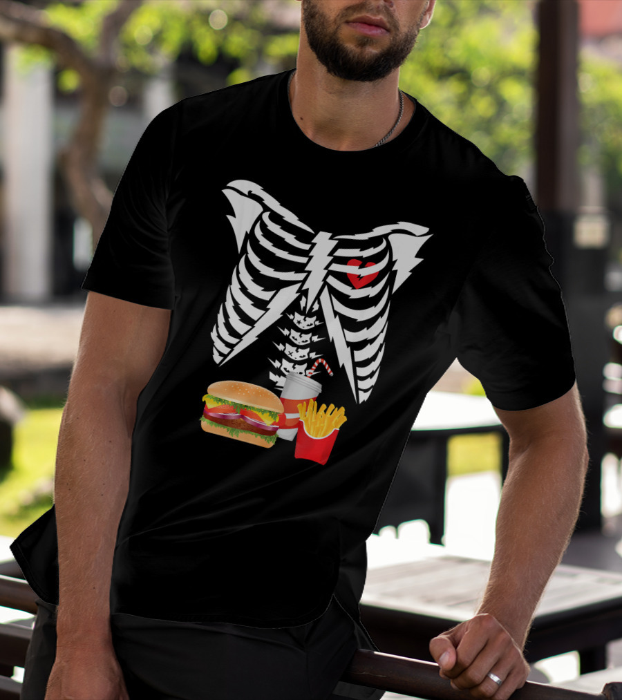 Xray Skeleton Rib Cage Burger Fries Drink Combo T-Shirt