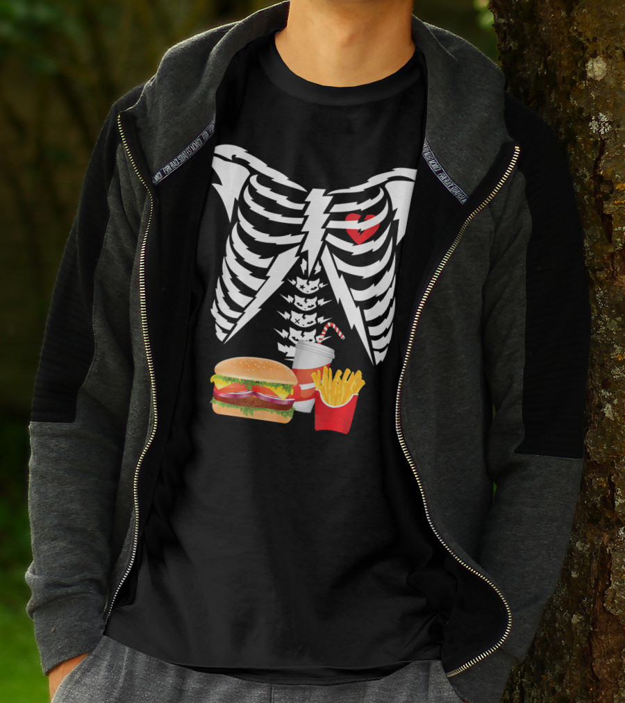 Xray Skeleton Rib Cage Burger Fries Drink Combo T-Shirt