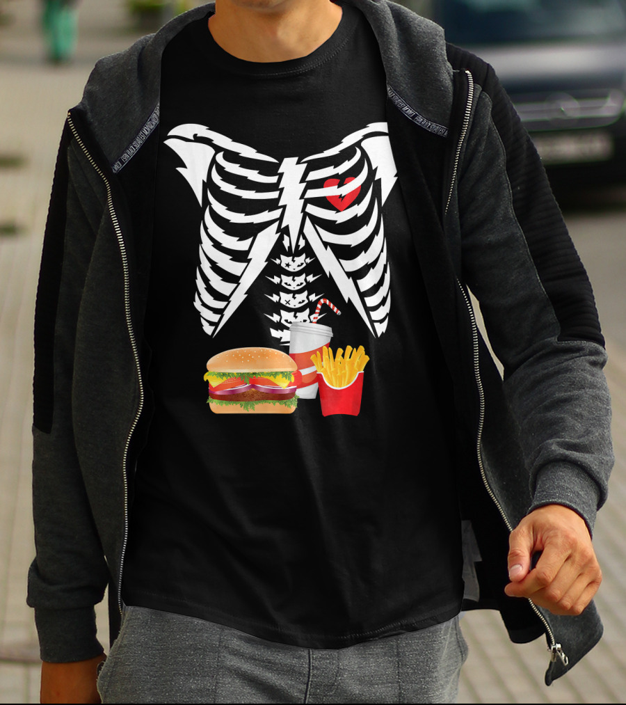 Xray Skeleton Rib Cage Burger Fries Drink Combo T-Shirt